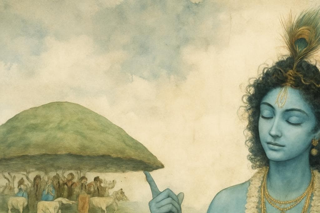 Lifting Govardhan Hill